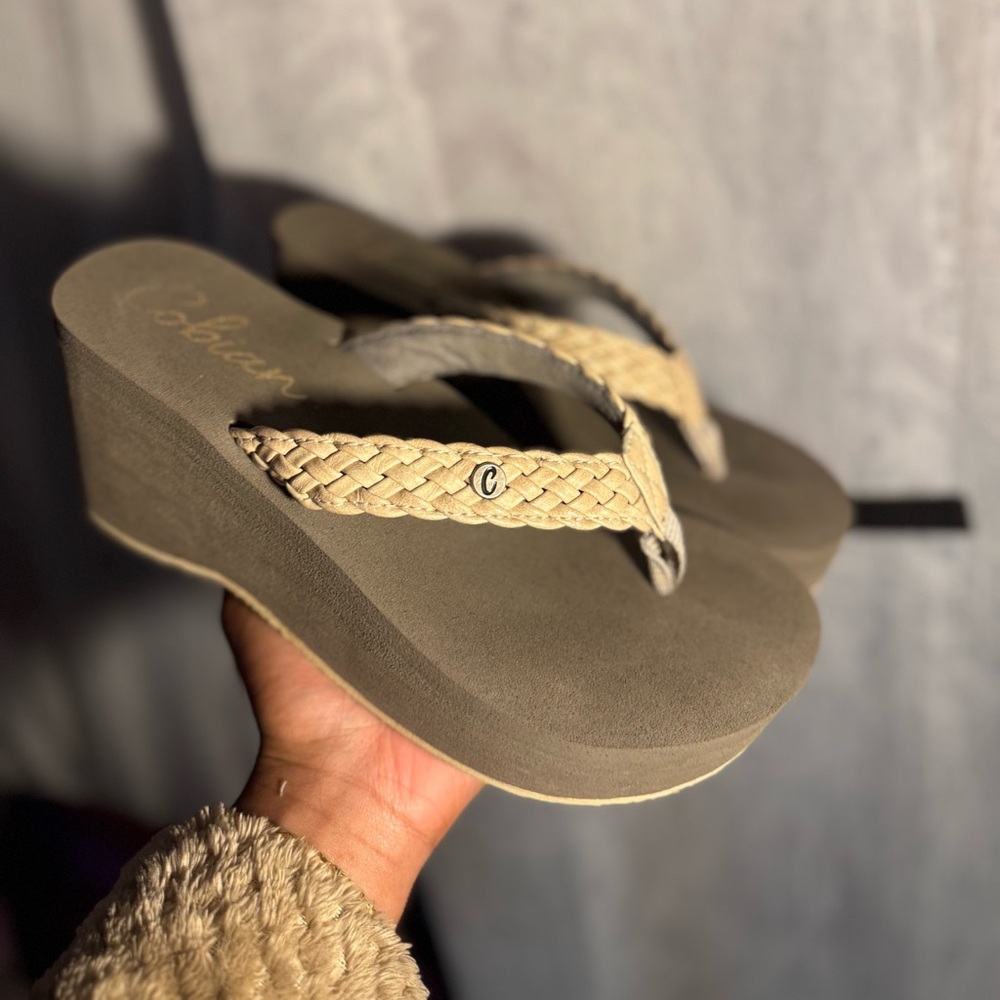 Cobian Women's (Holy Comfort) Bark Colored Wedge Sandals